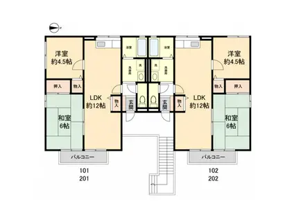 仁川パークハイム(2LDK/2階)の間取り写真