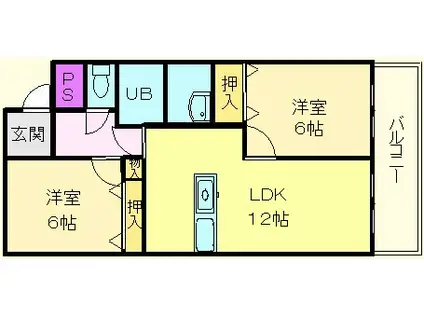 サニーコート中百舌鳥(2LDK/4階)の間取り写真