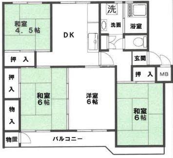 仏子団地10号棟(4DK/4階)の間取り写真