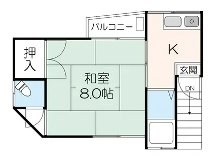 フラット若林(1K/2階)の間取り写真