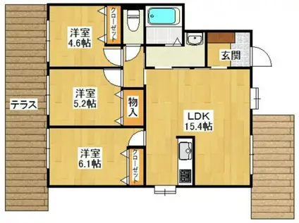 ラーナ竜王(3LDK/1階)の間取り写真