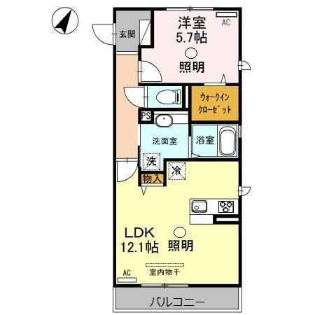 ハピネスII(1LDK/2階)の間取り写真