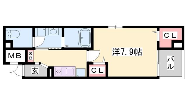 コレクトライル(1K/1階)の間取り写真