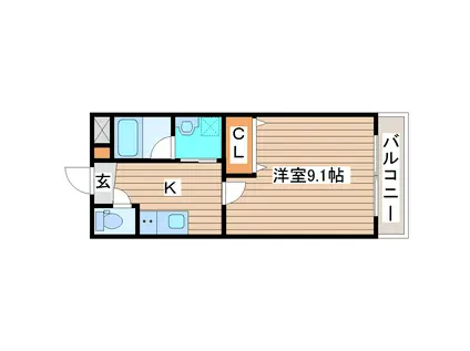 ルネス宮千代(1K/3階)の間取り写真