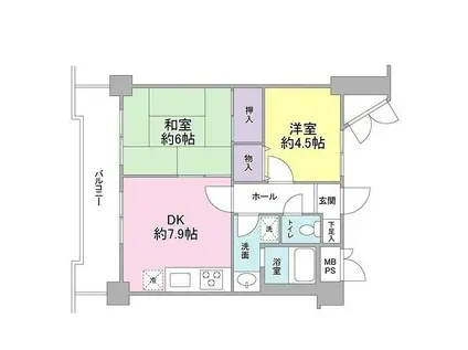 ヴェラハイツ目黒ガーデン(2DK/2階)の間取り写真