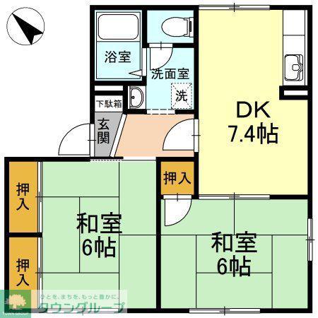 メゾン羽衣(2DK/1階)の間取り写真