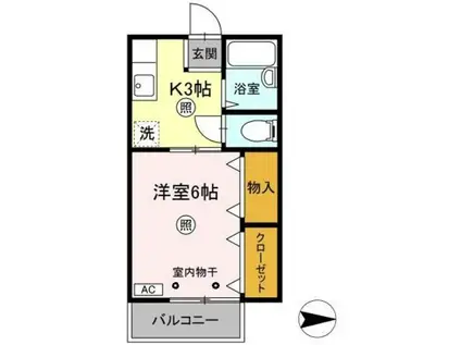 メゾン南万々(1K/2階)の間取り写真