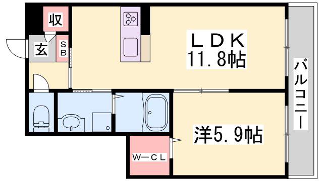 アスカプレミアム(1LDK/1階)の間取り写真