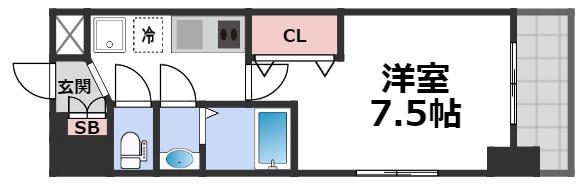 LUXE今里II(1K/8階)の間取り写真