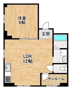 鶯橋マンション(1LDK/3階)の間取り写真