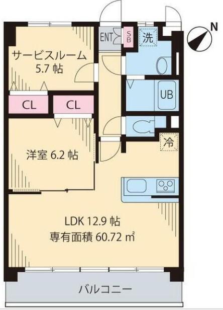 EVER GREEN(1SLDK/2階)の間取り写真
