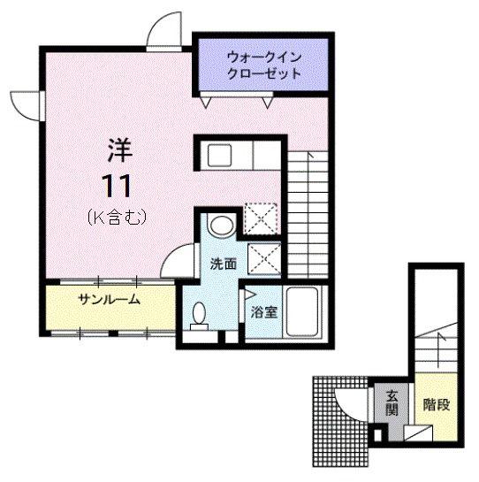 ファシェーネ(ワンルーム/2階)の間取り写真