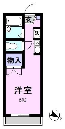 パレス大室(ワンルーム/2階)の間取り写真