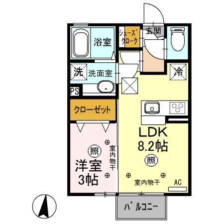 アルマ・ファーレ(1LDK/1階)の間取り写真