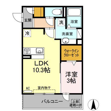 ルミエール(1LDK/1階)の間取り写真