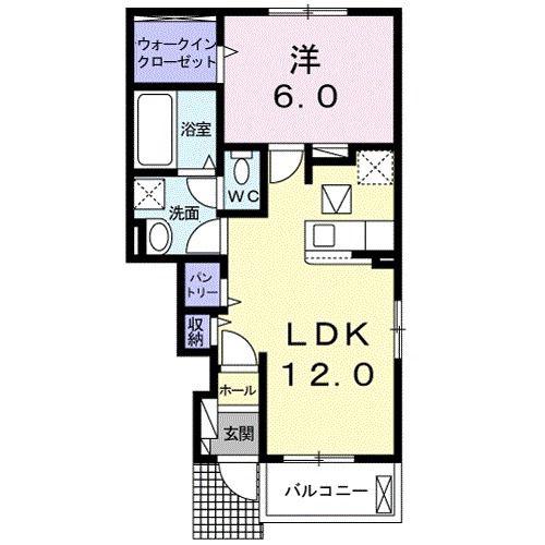 ホープイースト(1LDK/1階)の間取り写真