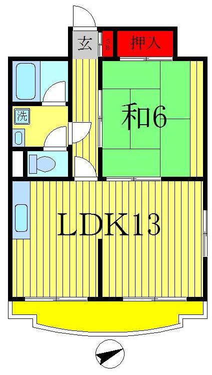 シャンボール新松戸(1LDK/5階)の間取り写真