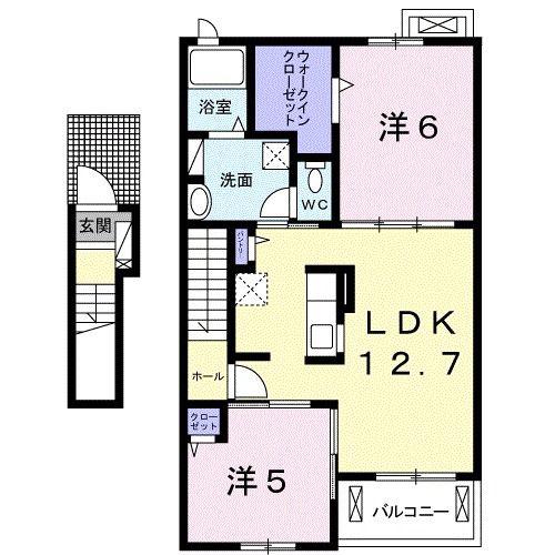 HEART未来 政枝 C(2LDK/2階)の間取り写真