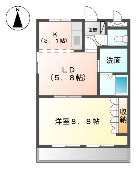 サンフォレスト・K(1LDK/2階)の間取り写真