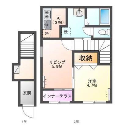 HALELEA・AOBA(2K/2階)の間取り写真