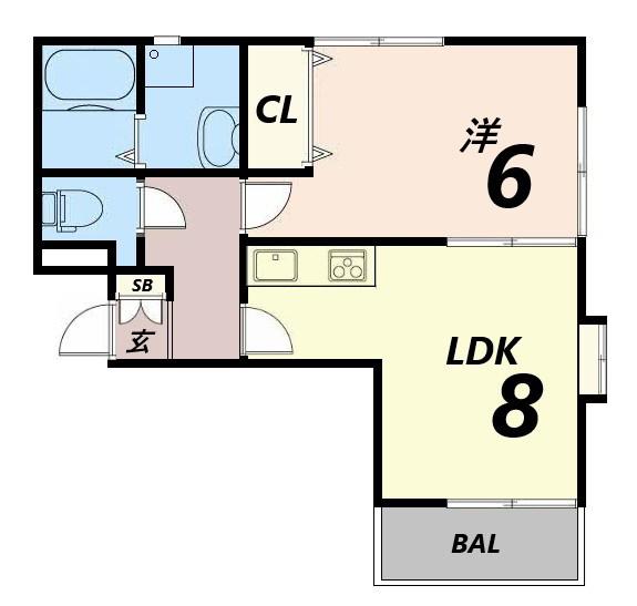グレイス英賀保(1LDK/2階)の間取り写真