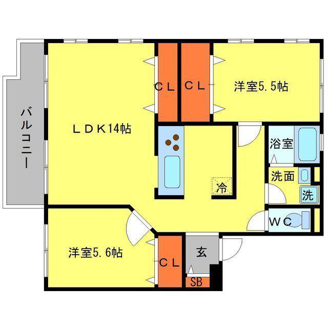 ヴェルドミールユタカ(2LDK/2階)の間取り写真