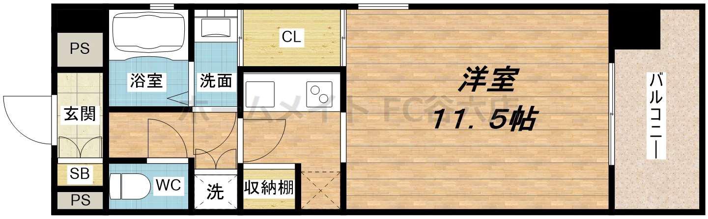 ラナップスクエア堺筋本町(ワンルーム/3階)の間取り写真