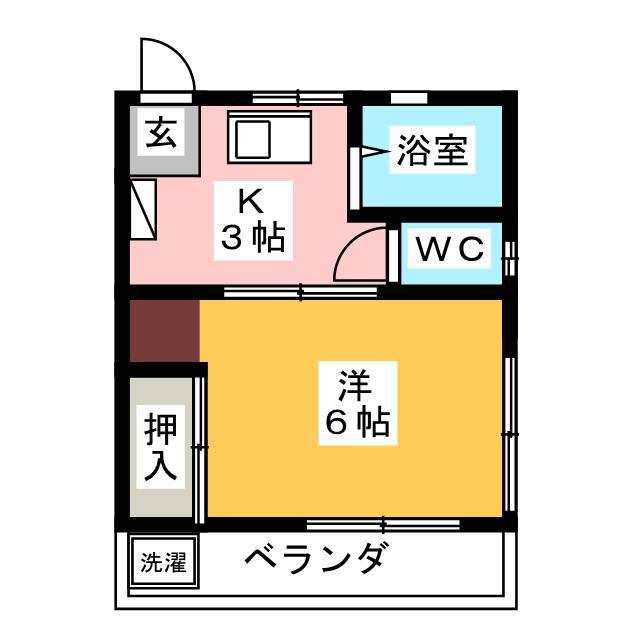 メイフェアーNO.2(1K/2階)の間取り写真