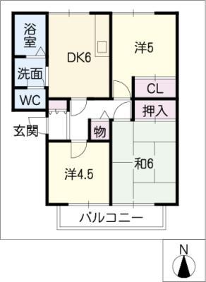 サニーハウスE(3DK/1階)の間取り写真