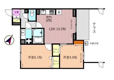 リベリオス相模大野壱番館(2LDK/1階)の間取り写真