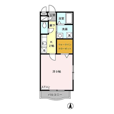 アンソレイユ(1K/2階)の間取り写真