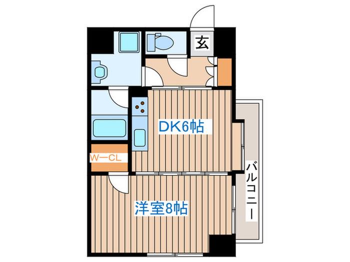 ガーネットヒルズ上杉(1DK/4階)の間取り写真