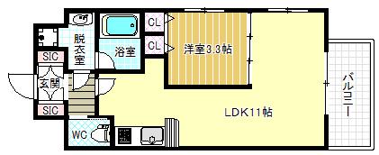 ラルテ中津(1LDK/2階)の間取り写真