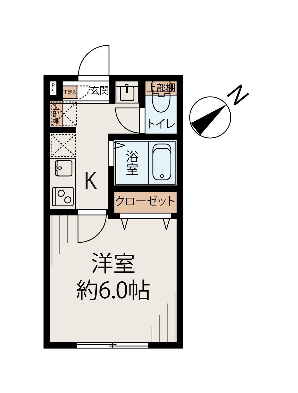 LUXE松戸(1K/3階)の間取り写真