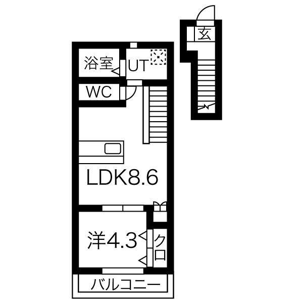 レジョイエ羽島(1LDK/2階)の間取り写真