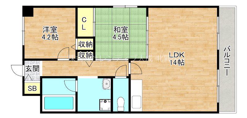 翠久マンション(2LDK/4階)の間取り写真