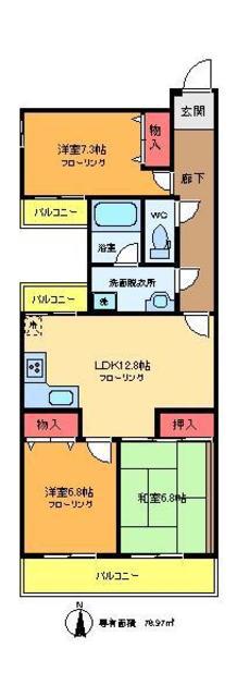 ラ・ポール7番館(3LDK/3階)の間取り写真