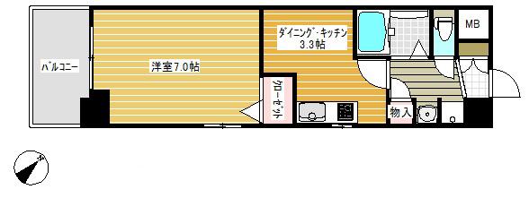 エステムコート神戸ハーバーランド前Ⅳベイライト(1K/10階)の間取り写真