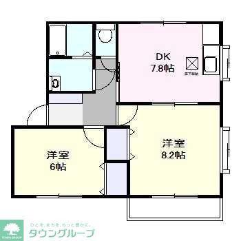 ベランジェール(2DK/1階)の間取り写真