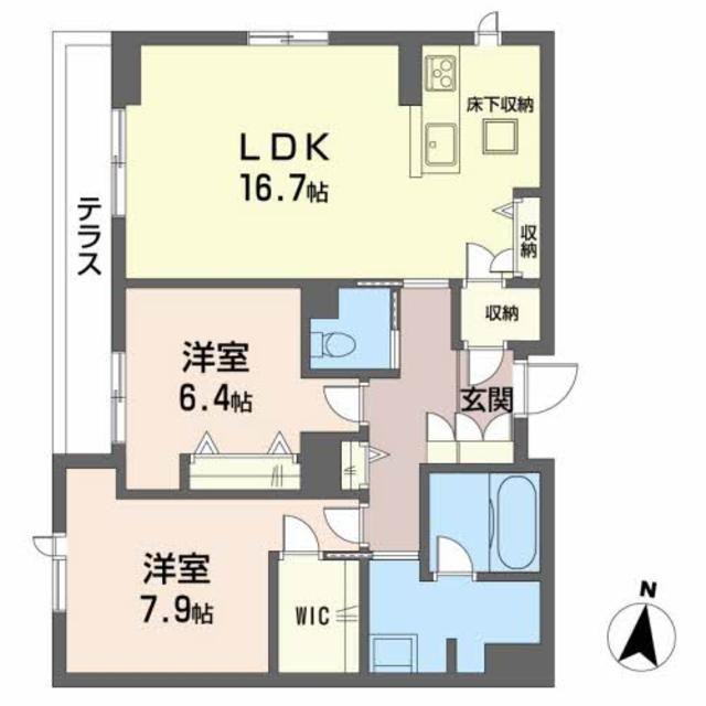 レジデンシア花楓(2LDK/1階)の間取り写真
