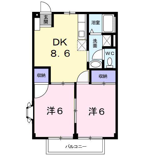 メゾンエクセルKB(2DK/1階)の間取り写真
