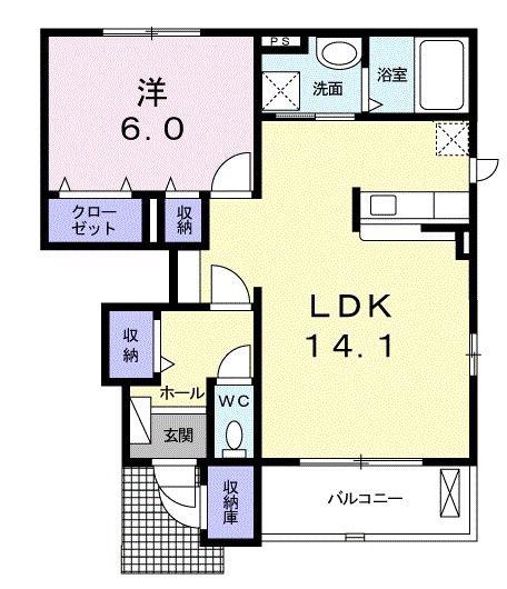 セレーノ・カーサ(1LDK/1階)の間取り写真