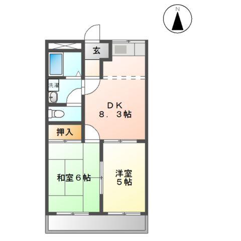 アクアシティ(2DK/1階)の間取り写真