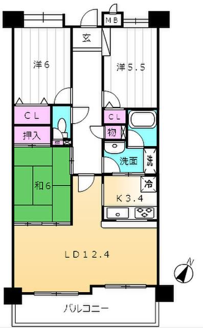 野村ステイツ小牧(3LDK/5階)の間取り写真