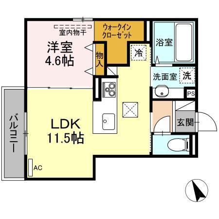 フェリーチェ舟入(1LDK/2階)の間取り写真