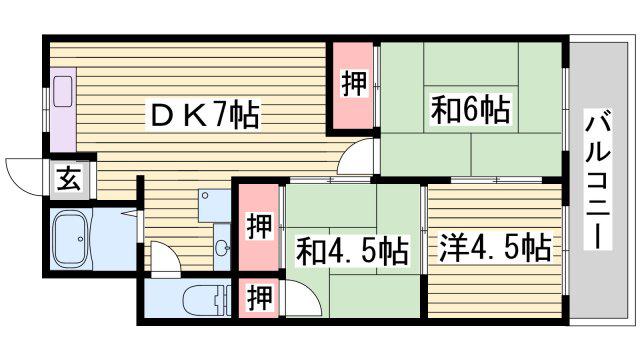 コーポかおり(3DK/2階)の間取り写真