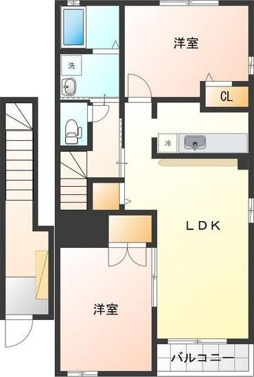 ミッテフリーデIII(2LDK/2階)の間取り写真