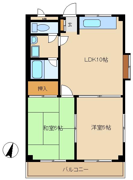 エレガンス検見川(2LDK/3階)の間取り写真