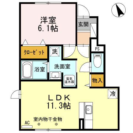 VILLA ARCADIA(1LDK/1階)の間取り写真