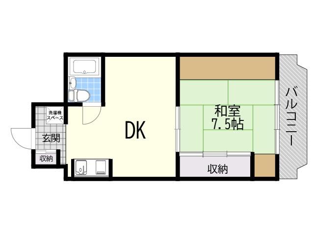 京橋マンション(1DK/8階)の間取り写真